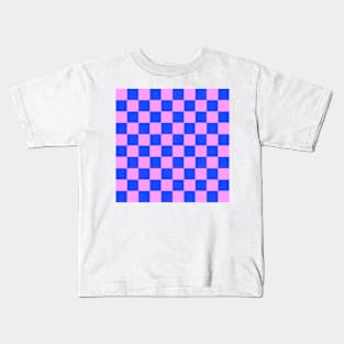 Checkerboard Square Seamless Pattern - Blue & Pink Kids T-Shirt